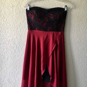 Burgundy High Low Dress